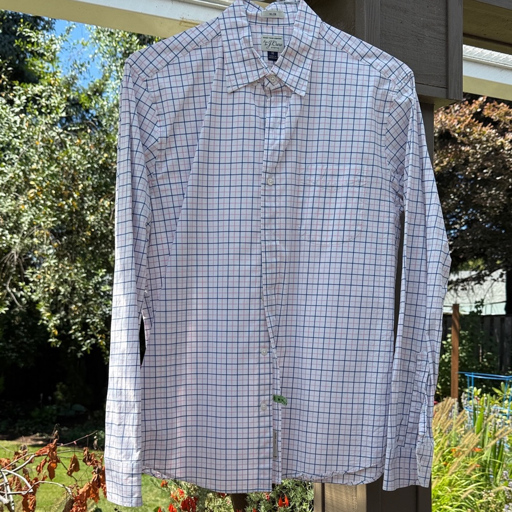 J. Crew Blue and White Checkered Casual Shirt